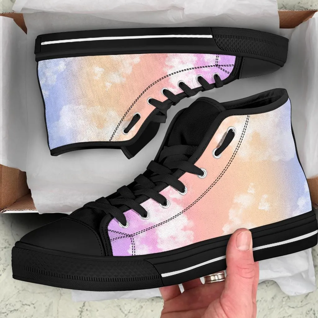 Reelwind Sneakers High Top Sneakers - Cloudy (Black) | Custom Sneakers Women, Custom Women's Sneakers, Customized Sneakers, Woman's Colorful Sneakers