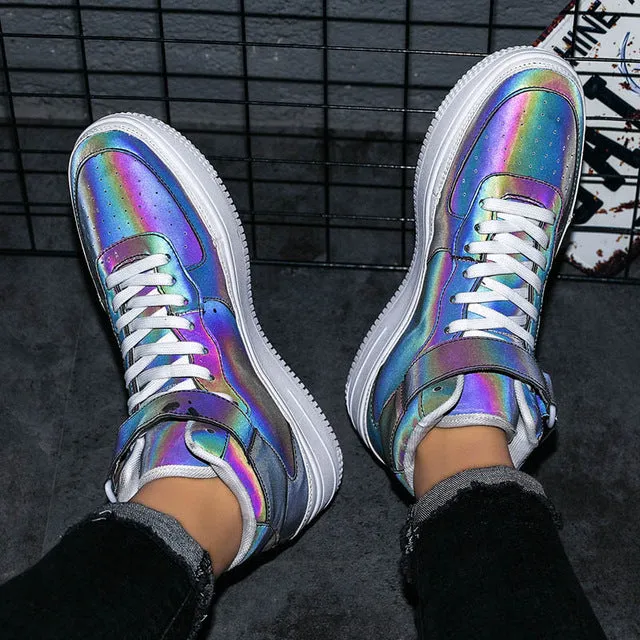 Pointed Shoes High Top Tenis Skate All Men Star Skateboarding Shoes Force 1One Chameleon Night Reflective Hombre Zapatilla Sneakers Men Sport