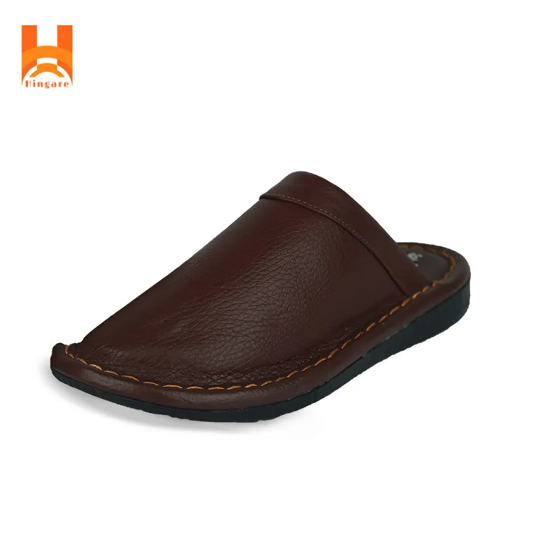 Hingare Soft Genuine Leather Anti-slip Slippers Fashion Casual Men Shoes Bronax Slides