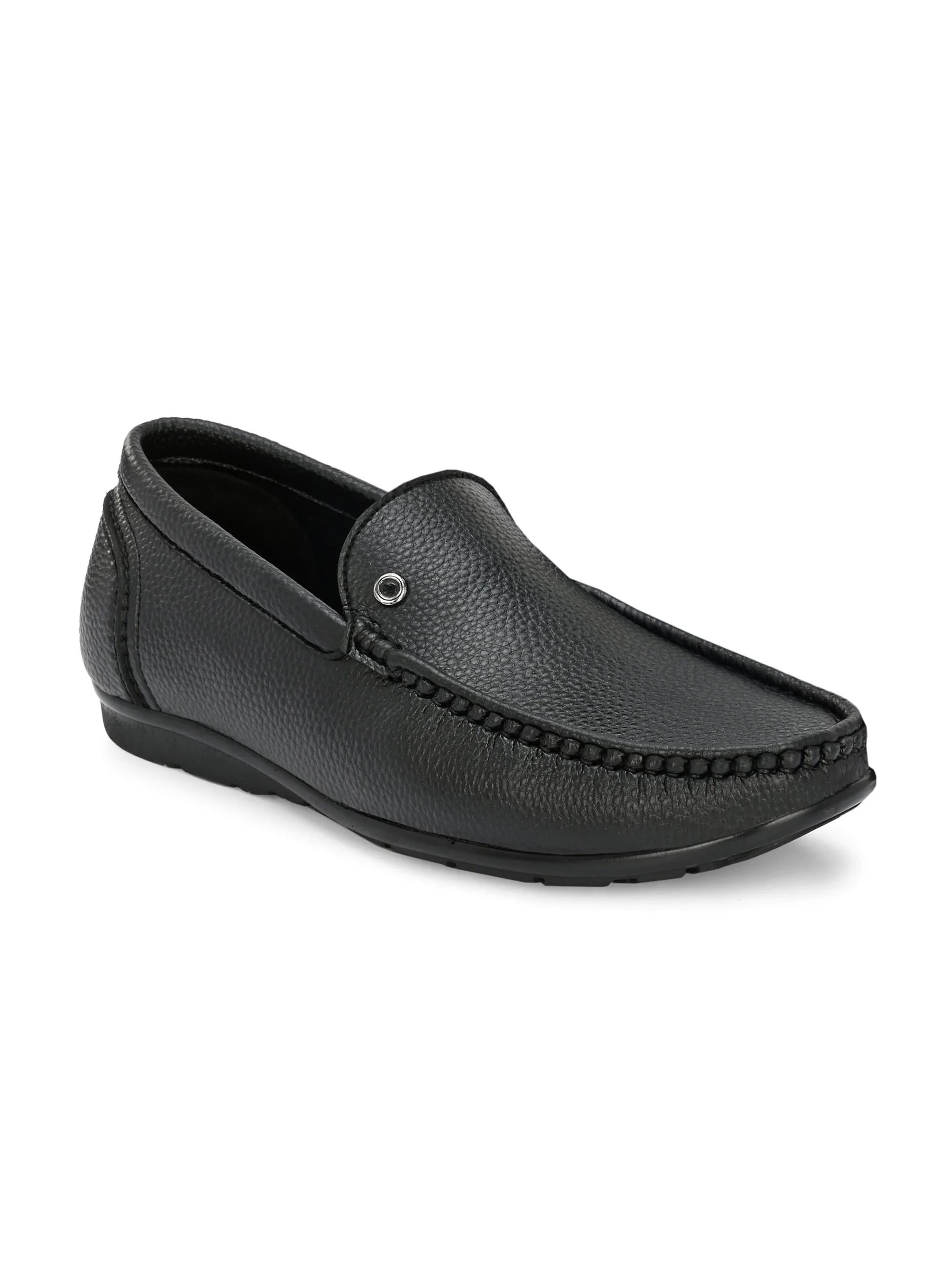 Hitz Men's Black Synthetic Slip-On Comfort Loafer Shoes Red Loafers