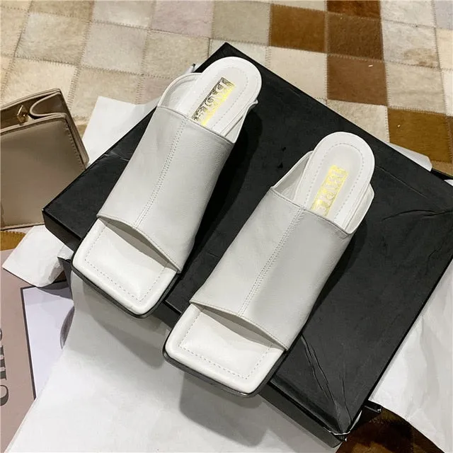 Cirro Slides Hot Clip-on Square Toe High Heels Sandals Women Sexy Party Slippers Women Flip Flops Shoes Woman Zapatos De Mujer