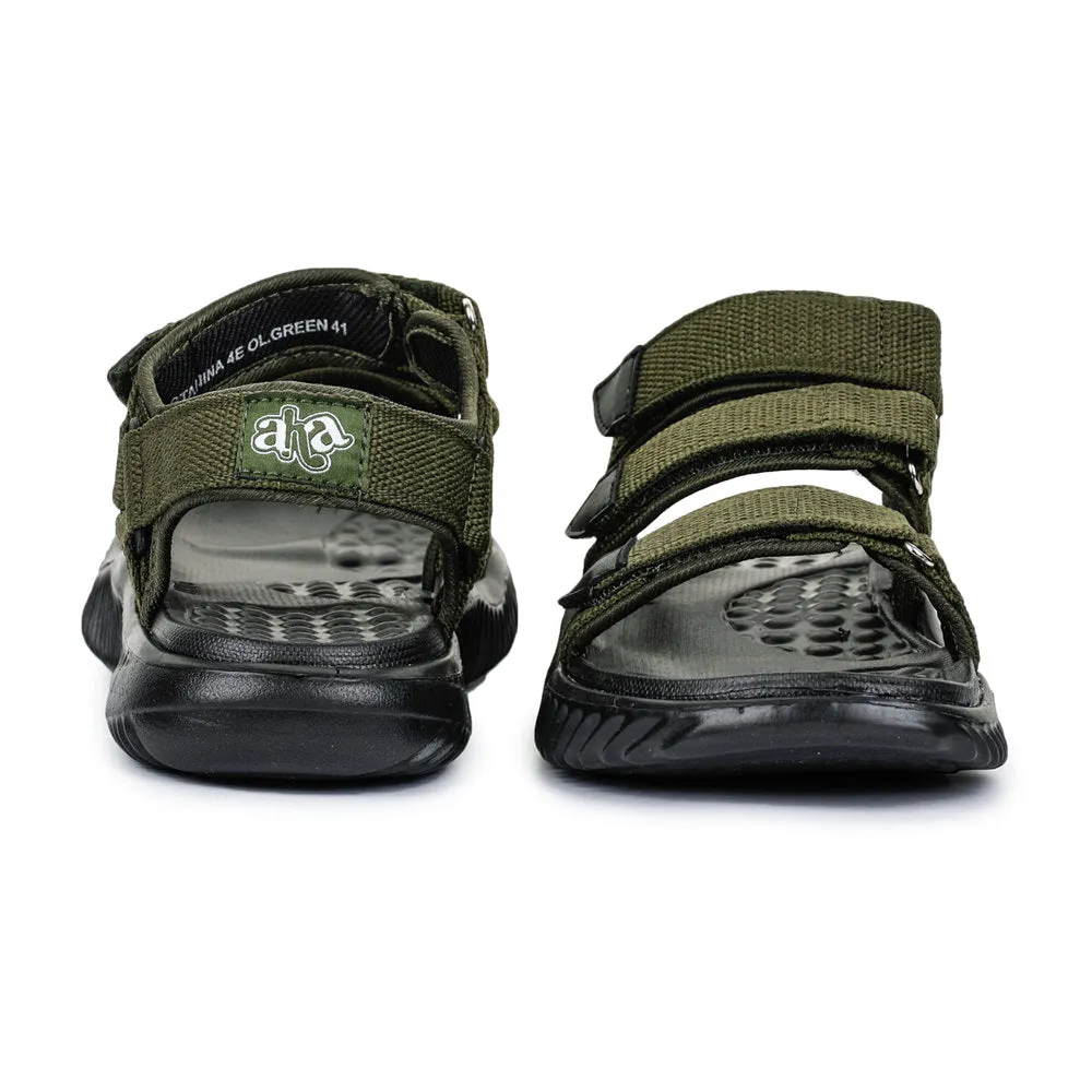 A-HA Casual Olive Green Sandals For Men STAMINA-4E By Liberty Slippers Bedroom