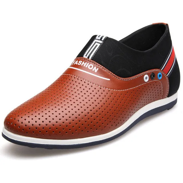 Nautica Loafers Merkmak 2017 New Summer Men Leather Shoes Casual Leisure Breathable Height Increasing Loafers Cool Summer White Shoes Slip On