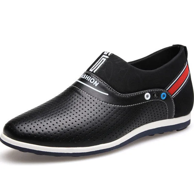 Paul Stuart Loafers Merkmak 2017 New Summer Men Leather Shoes Casual Leisure Breathable Height Increasing Loafers Cool Summer White Shoes Slip On