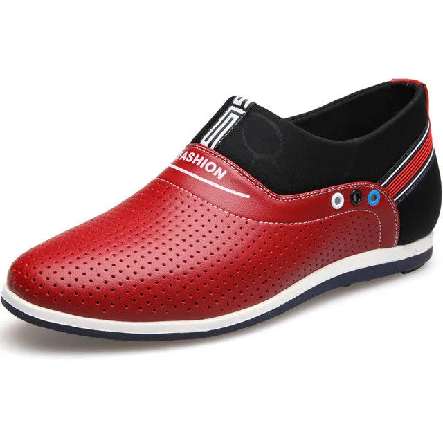 Merkmak 2017 New Summer Men Leather Shoes Casual Leisure Breathable Height Increasing Loafers Cool Summer White Shoes Slip On Women Leather Loafers