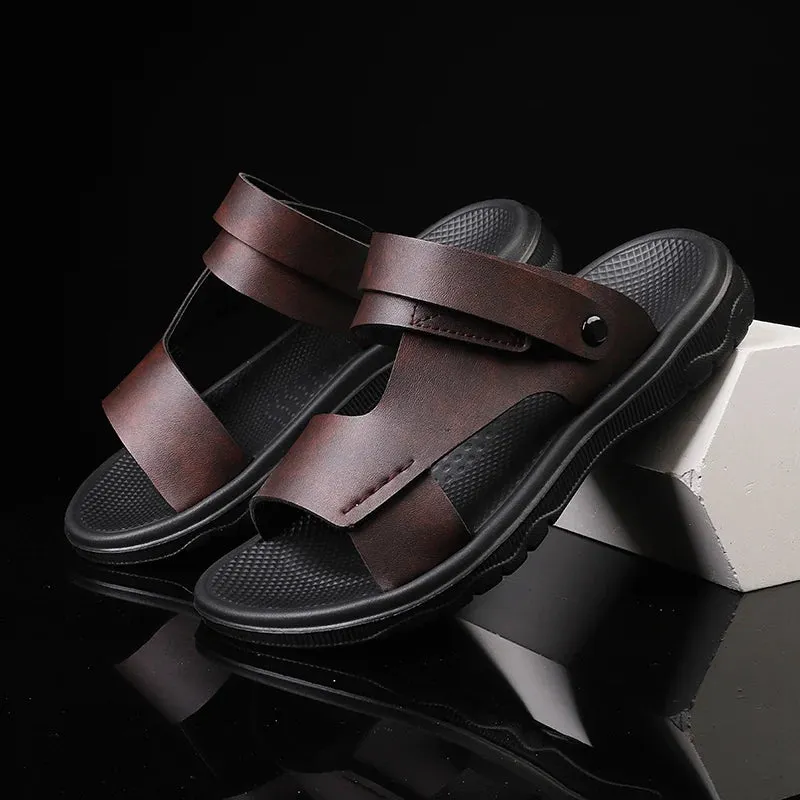 Sandals Exuma Bay Bahamas Yeknu Men's Slippers outdoor Summer New Sandals Men Leather Sandals breathable Adult Thick-soled Beach Shoes Non-slip Open-toe Sandals