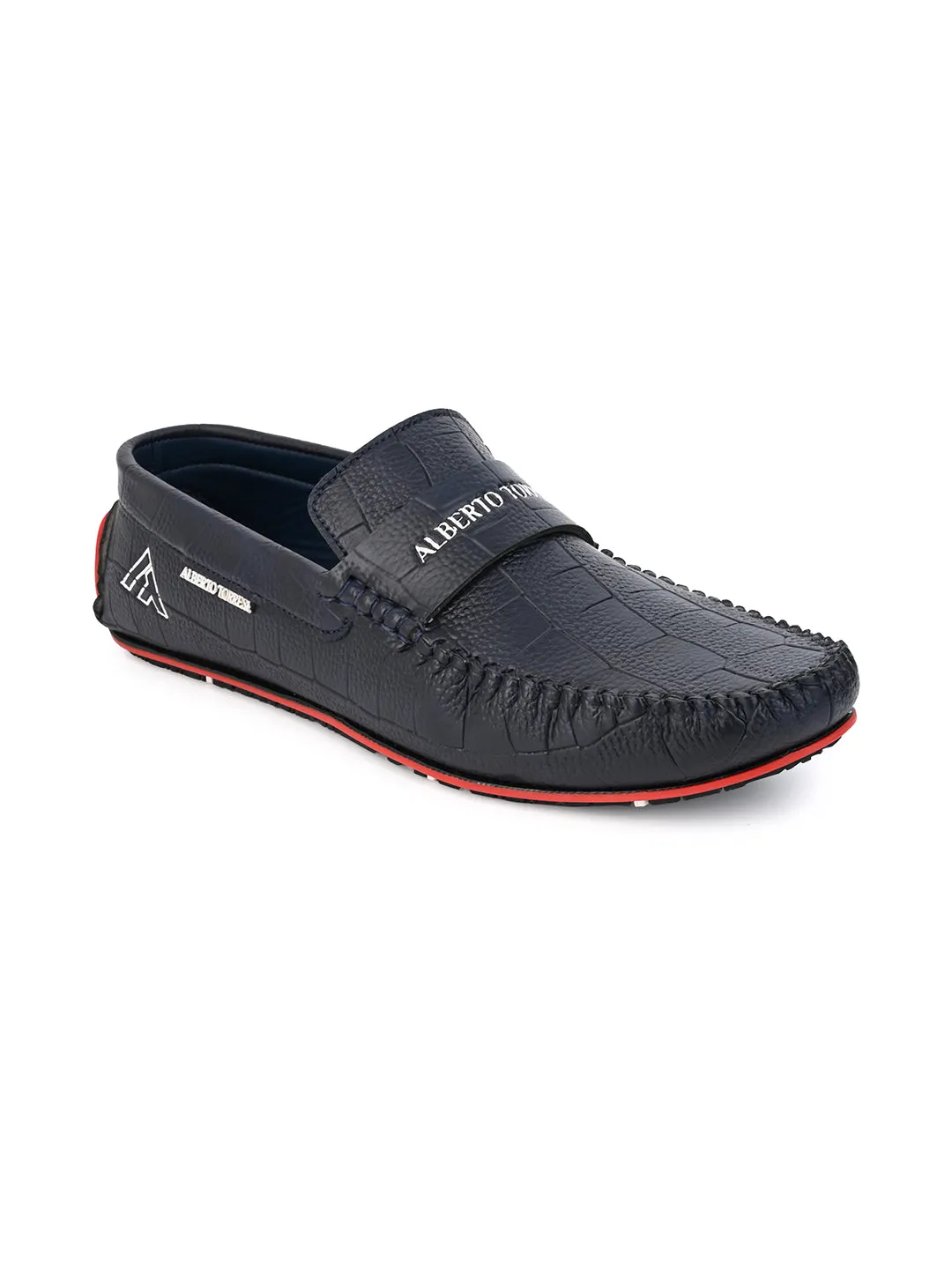 Leather Lug Sole Loafers Alberto torresi Synthetic Navy Casual Loafers