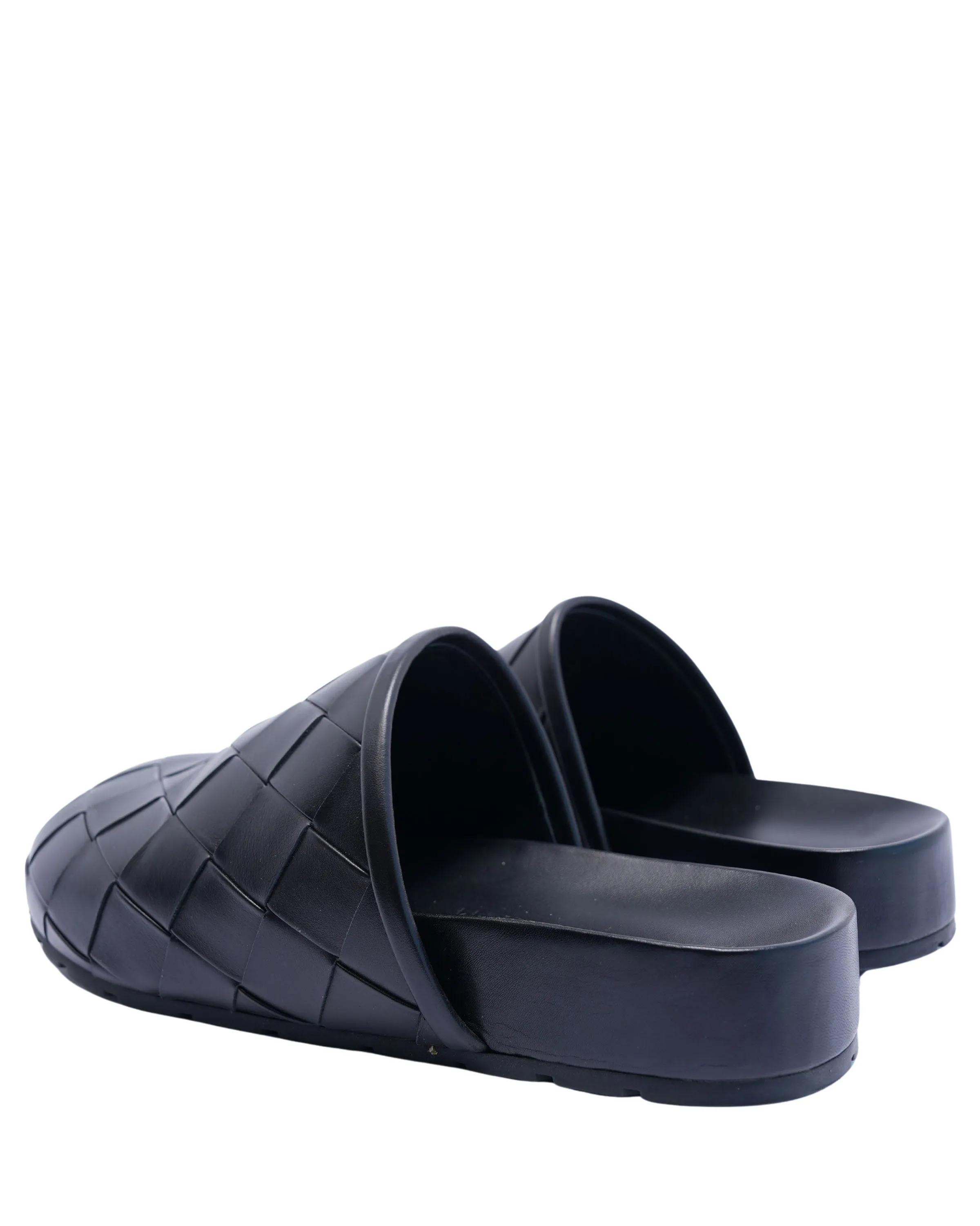 Intrecciato Leather Reggie Mule Strappy Wedge Heel Sandals