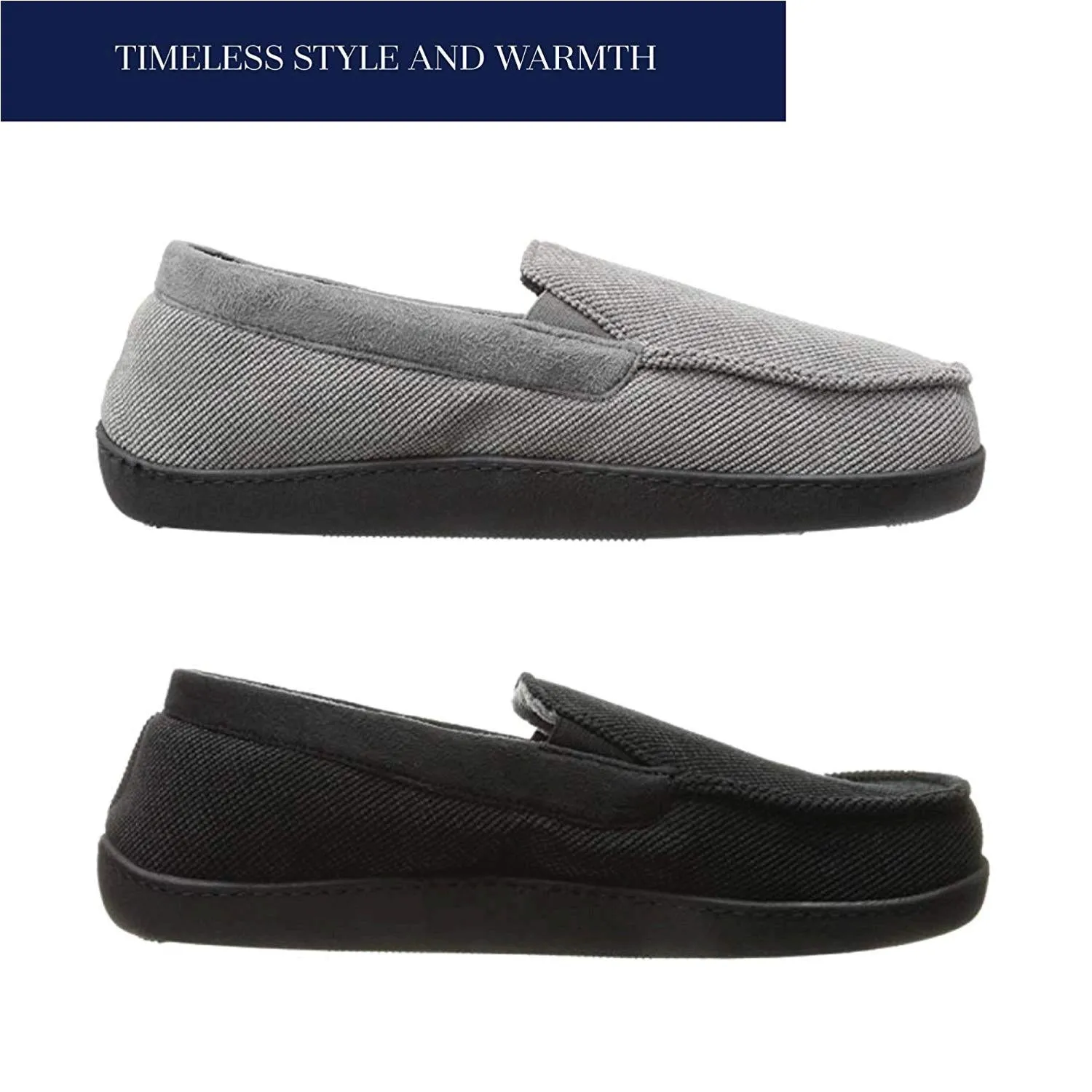 Isotoner Men's Black Moccasin Slippers Size 11.5 with Memory Foam Dress To Impress Slippers Code