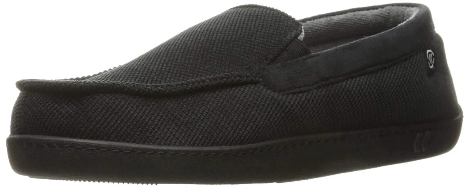Isotoner Men's Black Moccasin Slippers Size 11.5 with Memory Foam Tasm Slippers