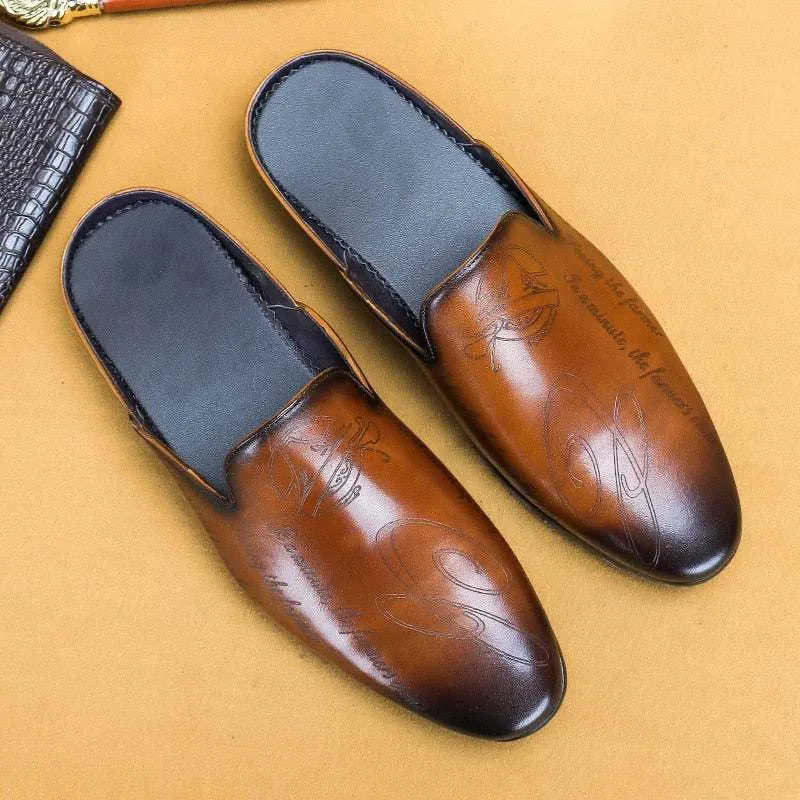 Italian Luxury Men's Slippers Genuine Leather Slip-On Loafers Walmart Halloween Slippers