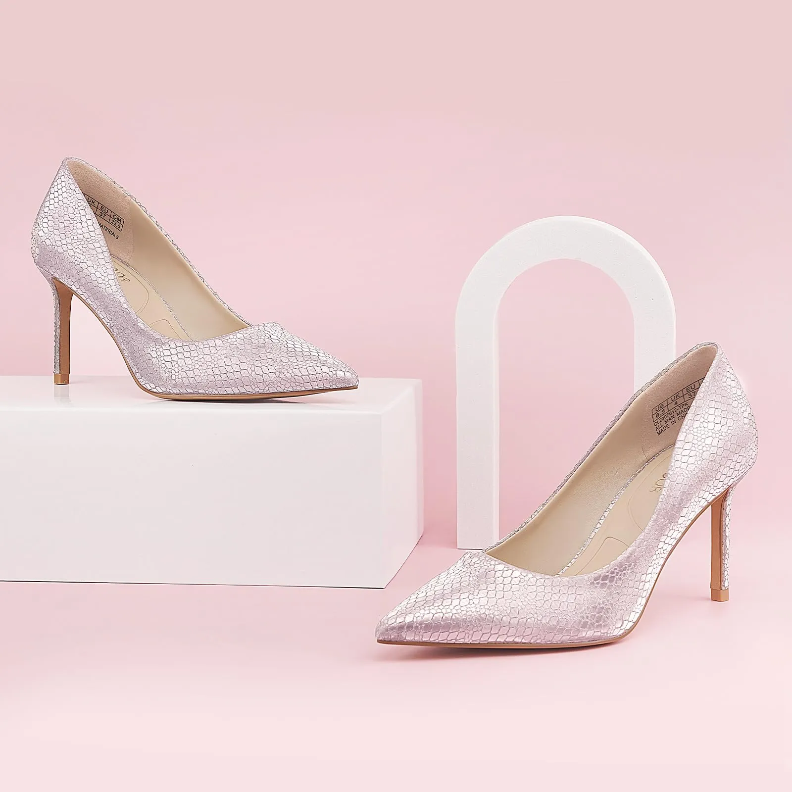 JENN ARDOR Women's Comfortable Stiletto Pumps 3 inch Arctic Grip Work Boots