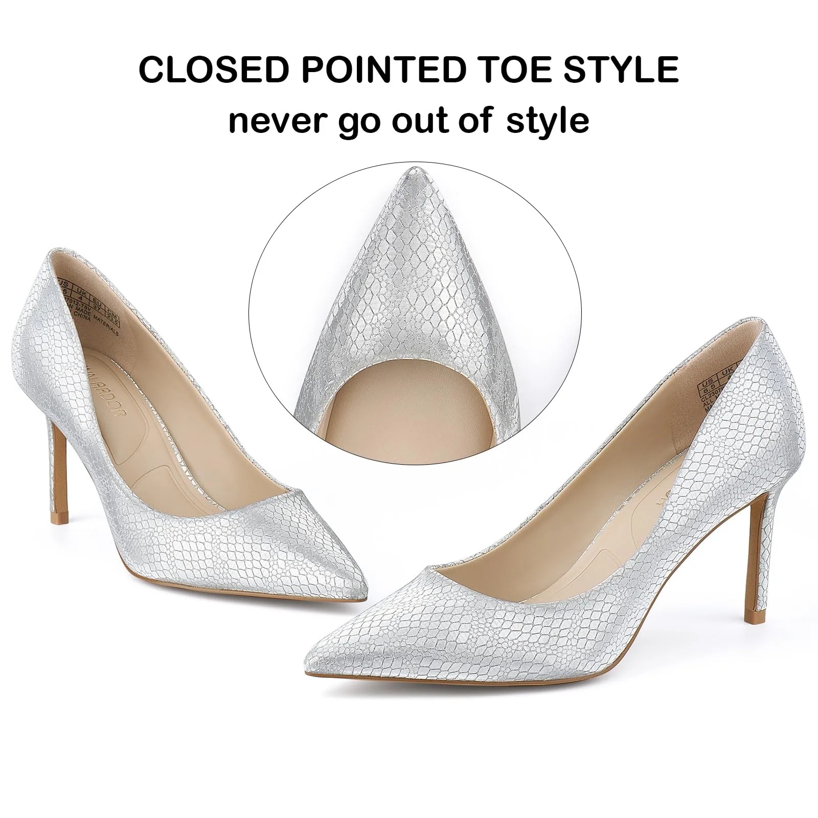 JENN ARDOR Women's Comfortable Stiletto Pumps 3 inch Best Work Boots For Walking On Asphalt