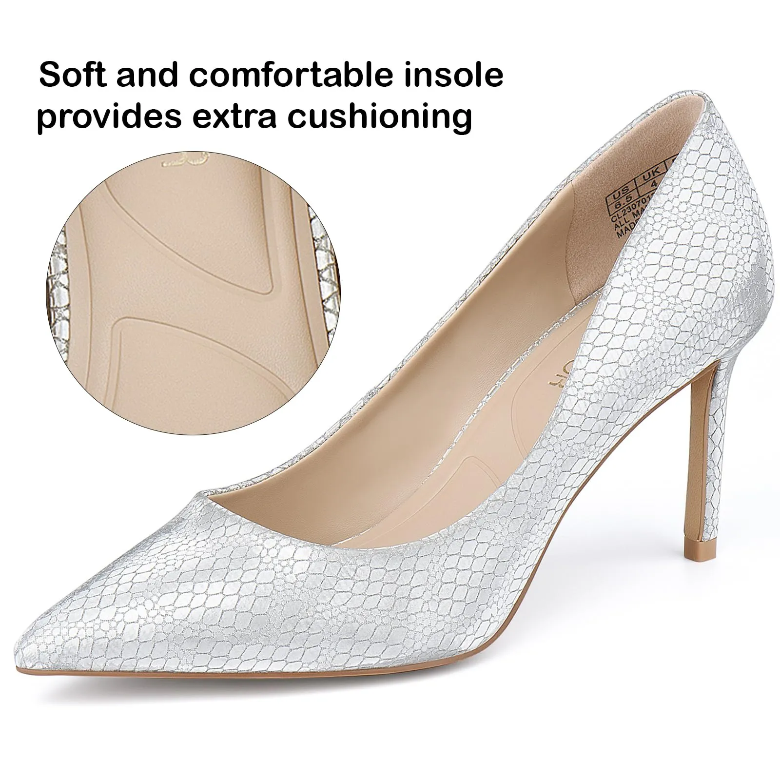 JENN ARDOR Women's Comfortable Stiletto Pumps 3 inch Steel Toe Work Boot