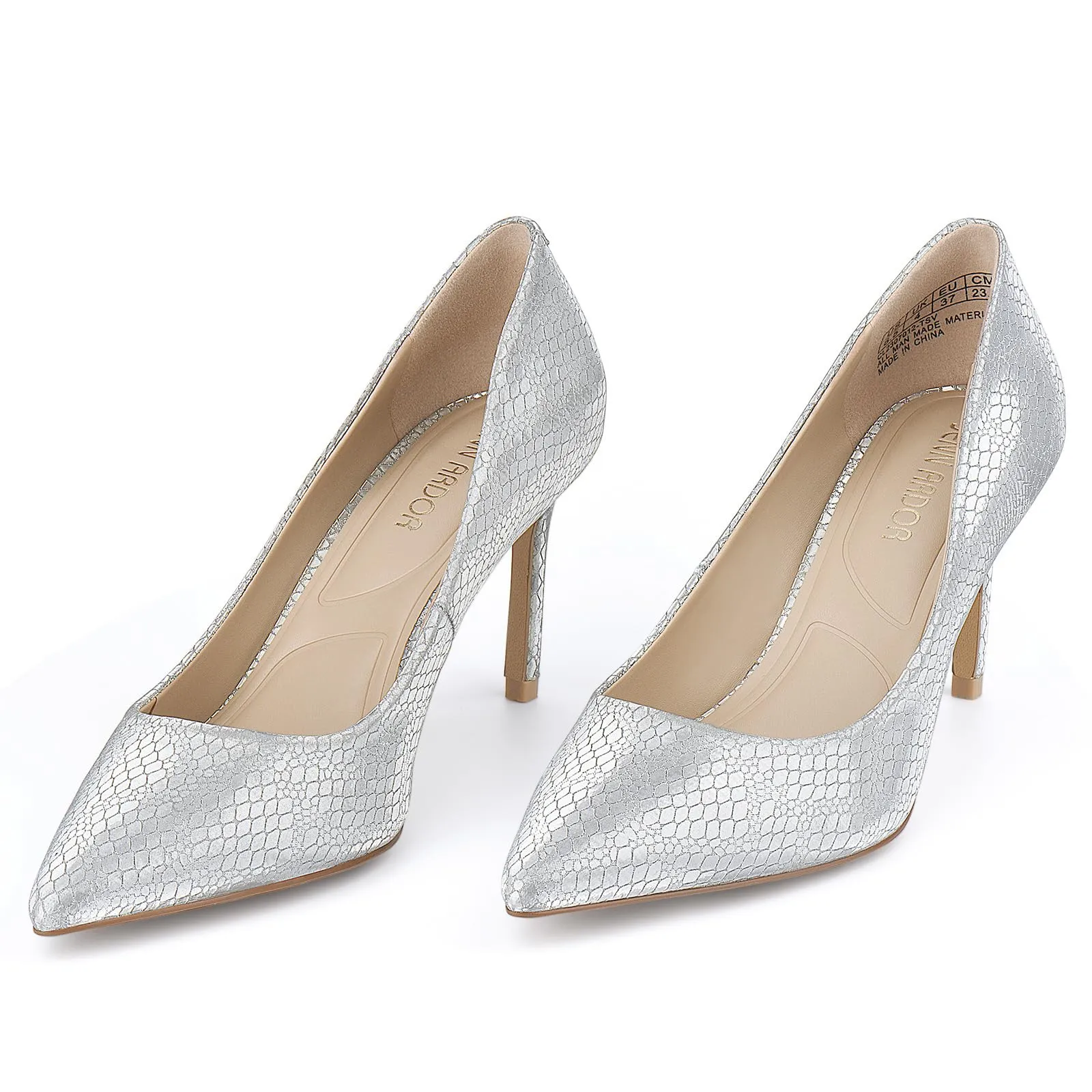 JENN ARDOR Women's Comfortable Stiletto Pumps 3 inch Leather Steel Toe Work Boots