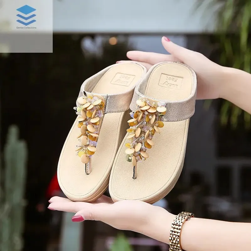 Performance Flip Flops New shoes women Summer Sandal For Women Sandals Fashion sequins platform flip-flops Non-slip Wedges Simple Slippers Women sh479