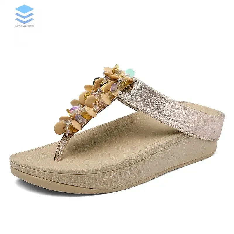 Wide Fit Flip Flops Uk New shoes women Summer Sandal For Women Sandals Fashion sequins platform flip-flops Non-slip Wedges Simple Slippers Women sh479