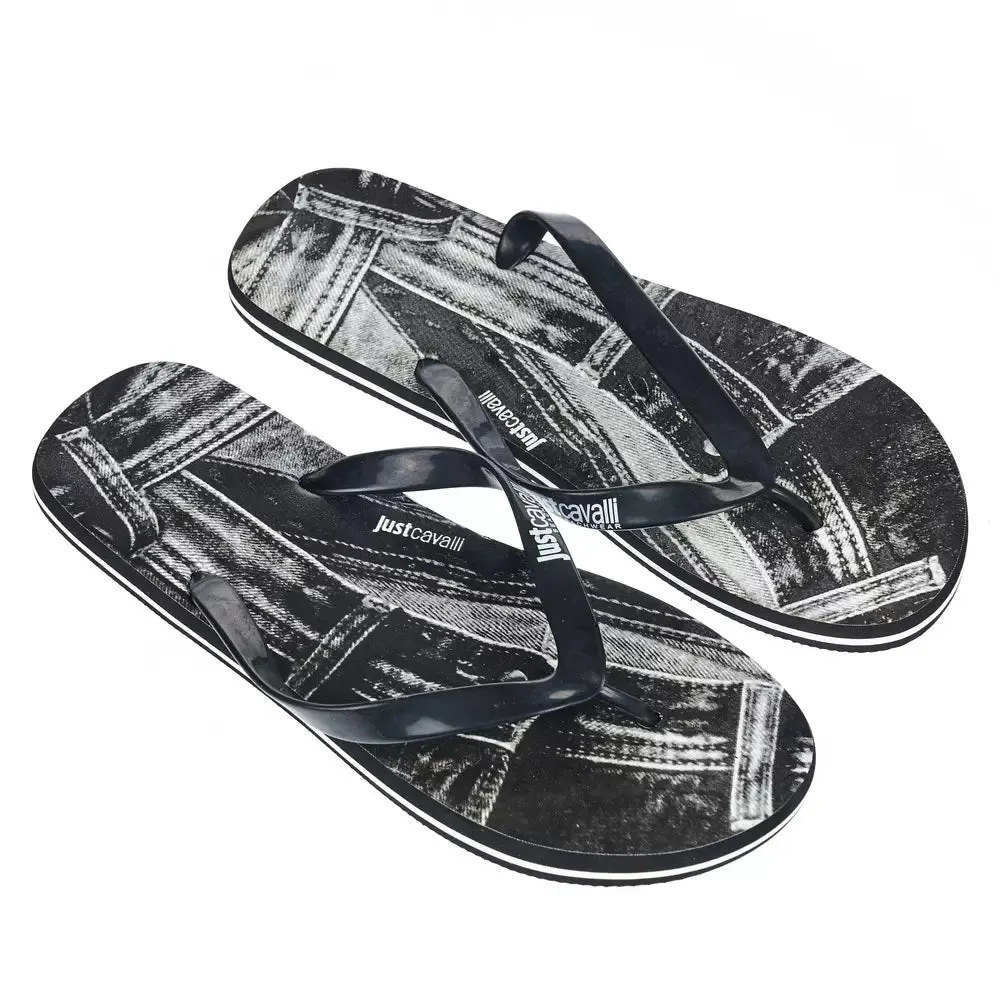 Sofft Wedge Sandals Just Cavalli Sleek Black Logo Flip Flops for Men