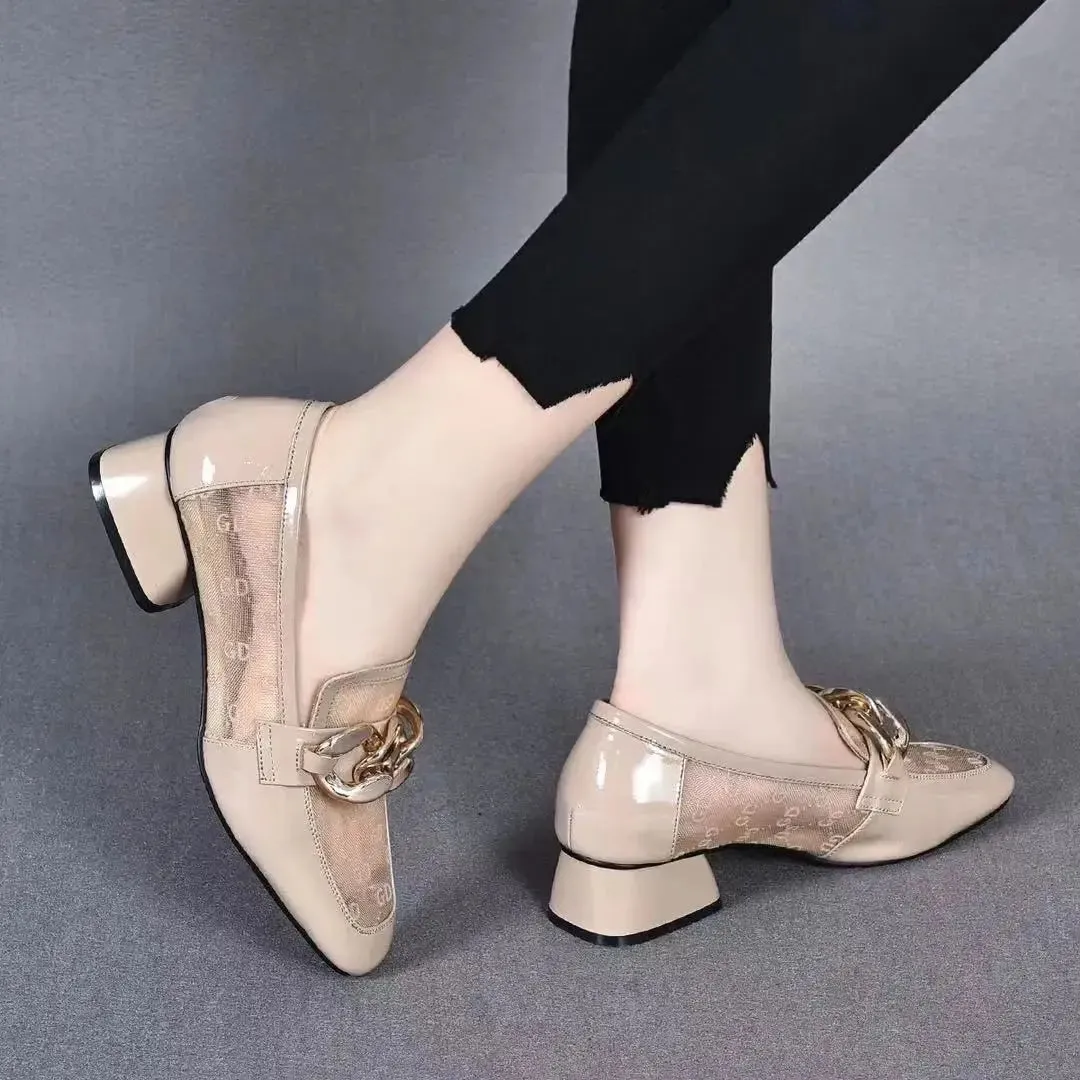 Penny Loafers With Tassels Leather Casual Low Heel Transparent Square Toe Loafers