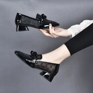 Leather Casual Low Heel Transparent Square Toe Loafers Nice Penny Loafers