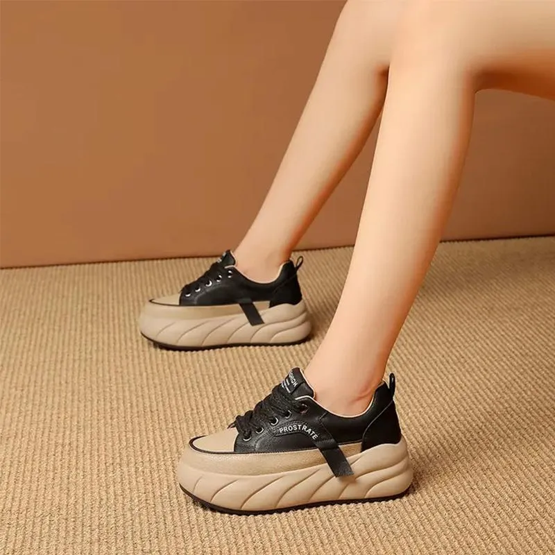 Leather Muffin Bottom Casual Women's Shoes Sneakers For Hiking