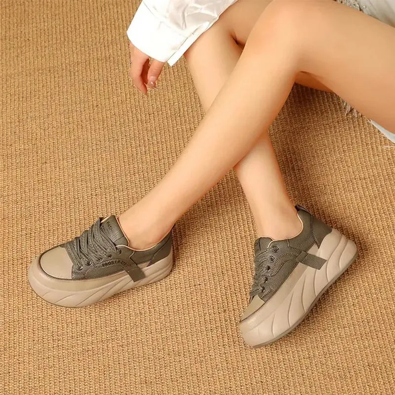 Leather Muffin Bottom Casual Women's Shoes Skechers Walking Sneakers
