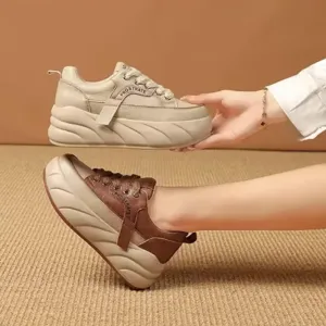 Leather Muffin Bottom Casual Women's Shoes Doir Sneakers