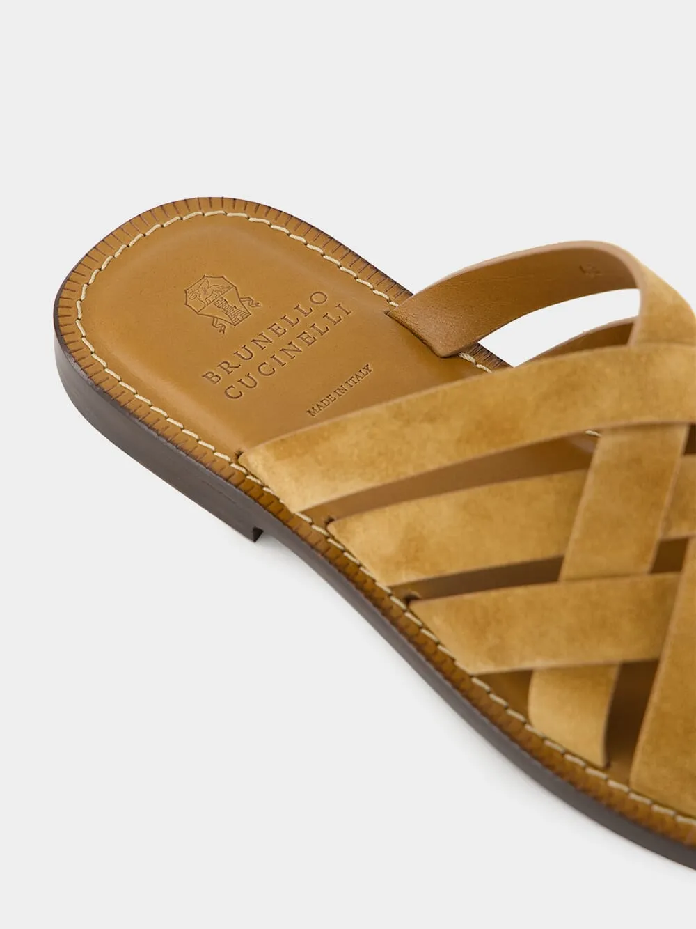 Light Brown Multi-Strap Suede Sandals Lime Green Sandals