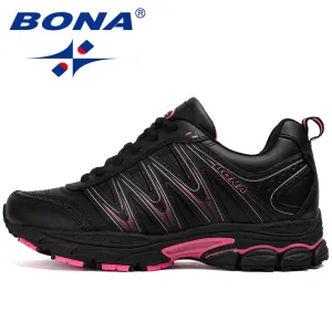 BONA New Hot Style Women Running Shoes Lace Up Sport Shoes Outdoor Jogging Walking Athletic Shoes Comfortable Sneakers For Women Running Shoes Flat Footed