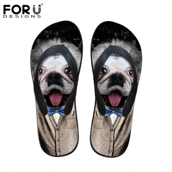 Slides With Memory Foam Men's Summer Flip Flops 3D Animals Print Rubber Slippers.