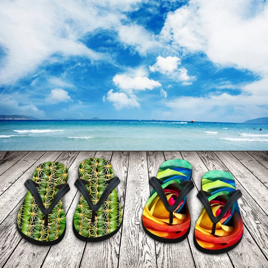 Slides Athletic Men's Summer Flip Flops 3D Animals Print Rubber Slippers.
