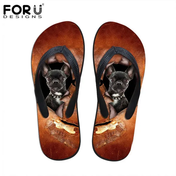 Slippers For Cat Men's Summer Flip Flops 3D Animals Print Rubber Slippers.