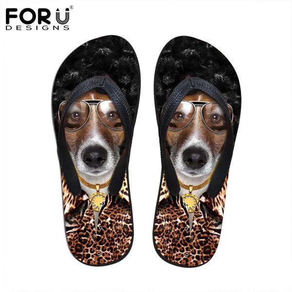 Christmas Slippers Family Men's Summer Flip Flops 3D Animals Print Rubber Slippers.