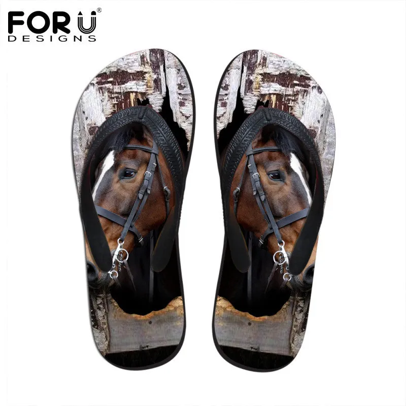 Milano Slides Men's Summer Flip Flops 3D Animals Print Rubber Slippers.