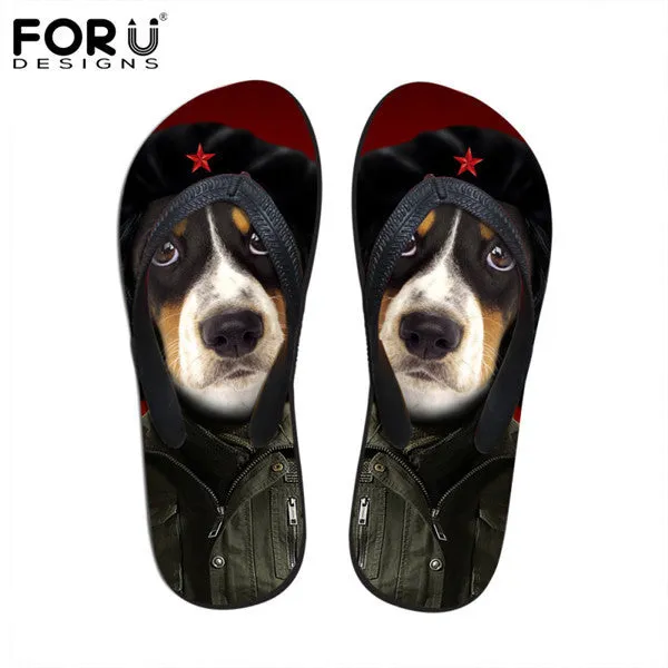 Well Worn Slippers Men's Summer Flip Flops 3D Animals Print Rubber Slippers.