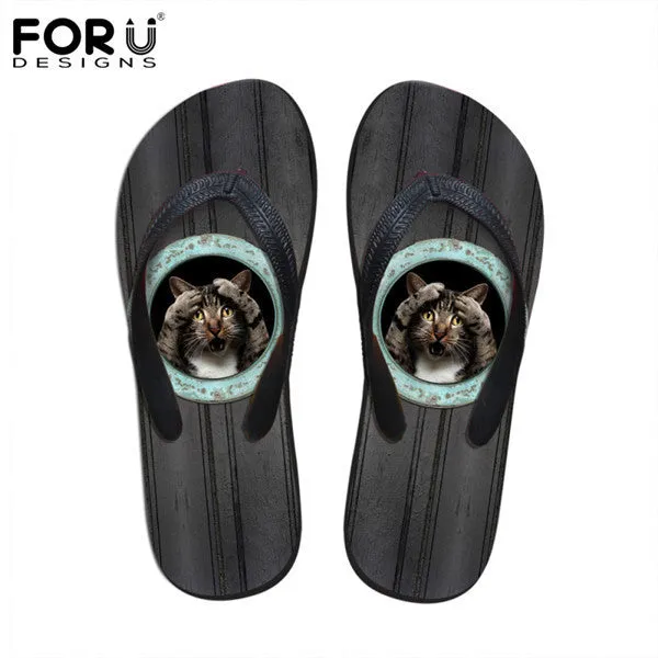 Men's Summer Flip Flops 3D Animals Print Rubber Slippers. Accupressure Slippers