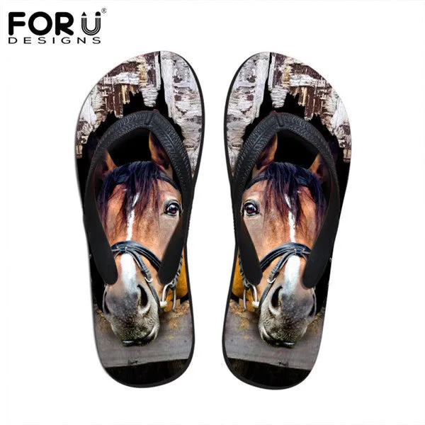 Men's Summer Flip Flops 3D Animals Print Rubber Slippers. Co Slippers