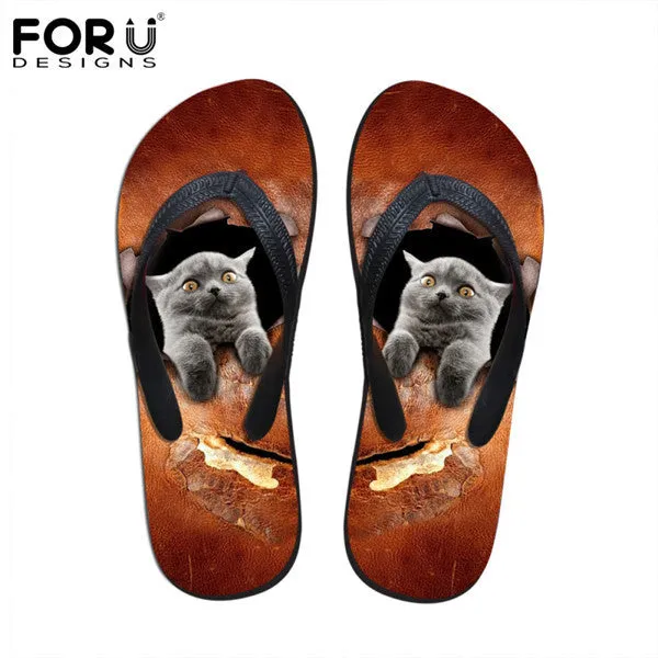 Men's Summer Flip Flops 3D Animals Print Rubber Slippers. Wool Clog Slippers