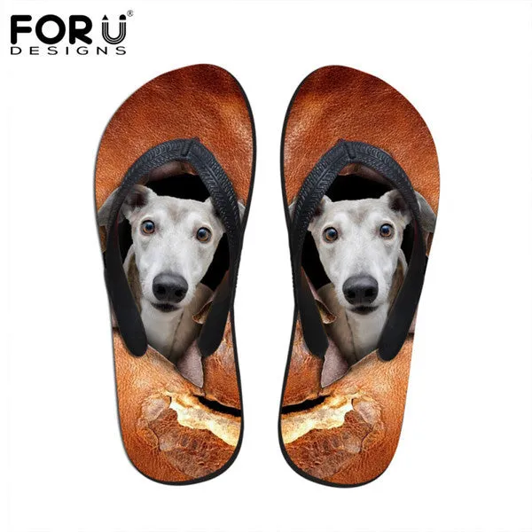 Orange Slippers Men's Summer Flip Flops 3D Animals Print Rubber Slippers.