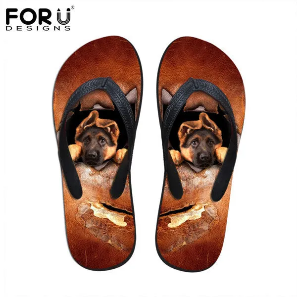 Men's Summer Flip Flops 3D Animals Print Rubber Slippers. Drawing Of Slippers