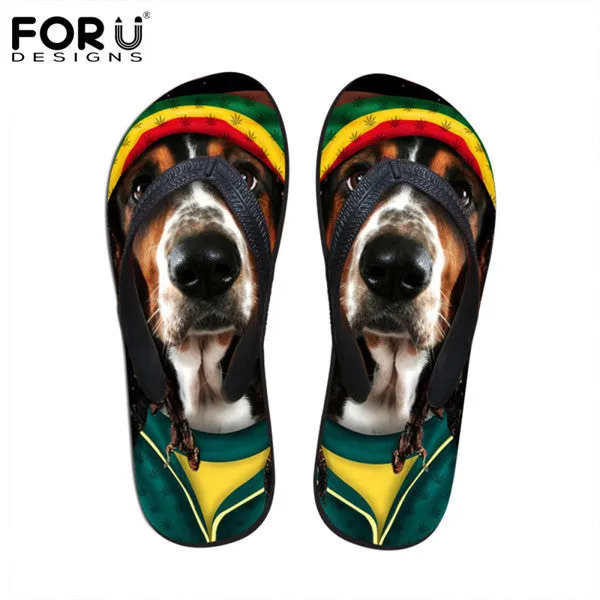 Cowboy Slippers Men's Summer Flip Flops 3D Animals Print Rubber Slippers.