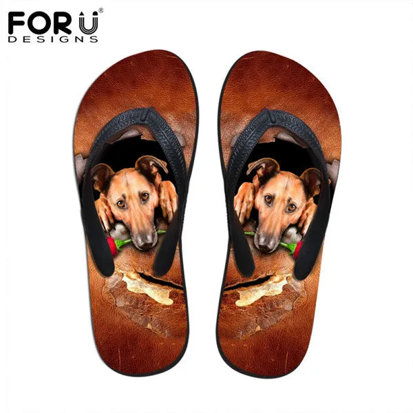 Leopard Print Slippers Men's Summer Flip Flops 3D Animals Print Rubber Slippers.