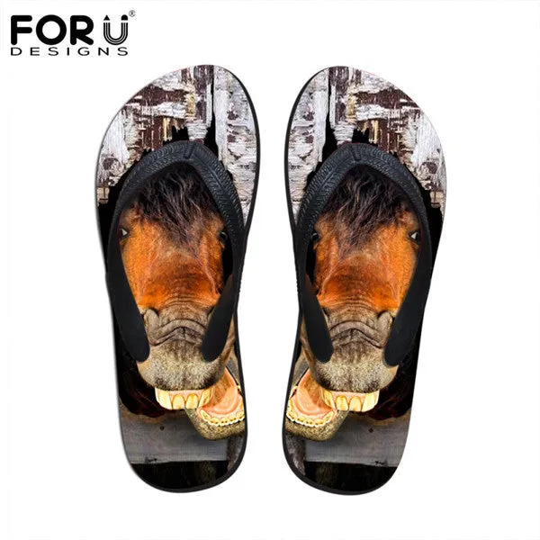 Best Outdoor Slippers Men's Summer Flip Flops 3D Animals Print Rubber Slippers.