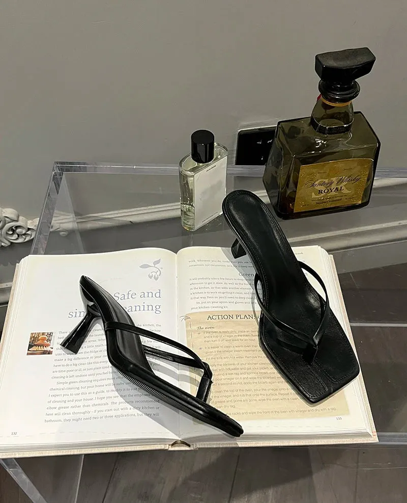 Liyke Low Thin Heels Flip Flops Frauen Slipper Sommer Outdoor Mode Prise Schmal band Slides Schuhe Square Toe Strands andalen Love To Lounge Slippers Primark