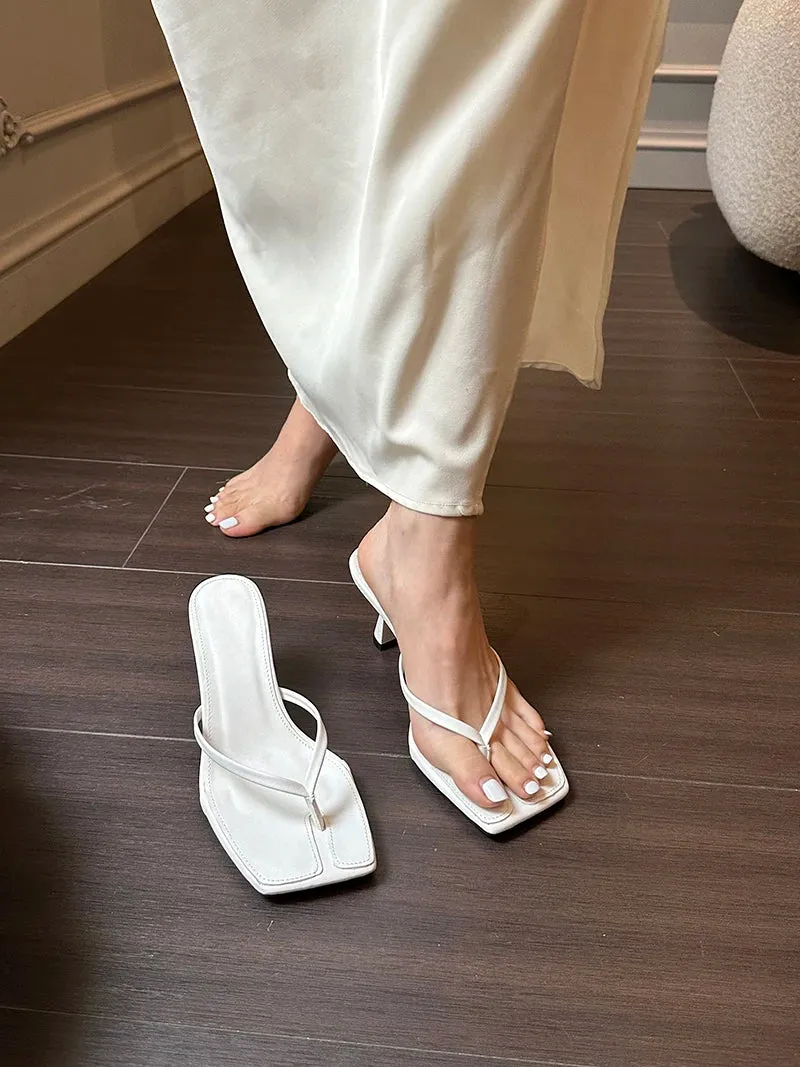 Liyke Low Thin Heels Flip Flops Frauen Slipper Sommer Outdoor Mode Prise Schmal band Slides Schuhe Square Toe Strands andalen Cute Bedroom Slippers