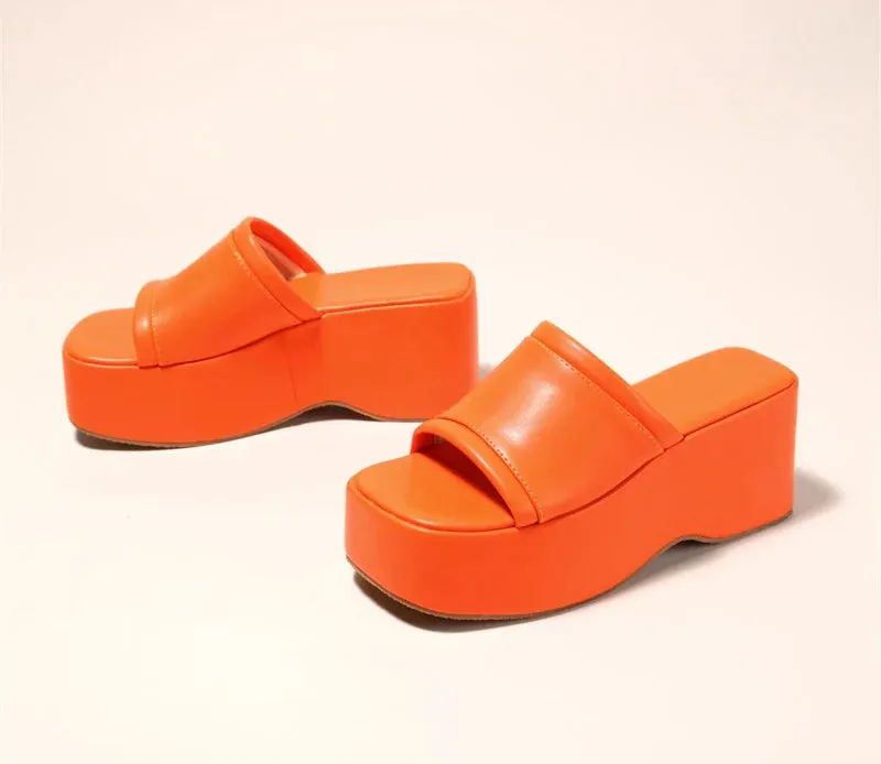 Liyke Sommer Rosa Keil Hausschuhe Frauen Plattform Sandalen Gemtliche Leder Peep Toe Slip Auf High Heels Casual Strand Slide Schuhe weibliche Best Slides