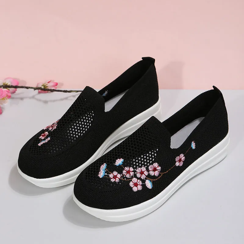 Roger Vivier Loafers Loafers Women Flowers Embroidery Shoes Breathable Mesh Flats