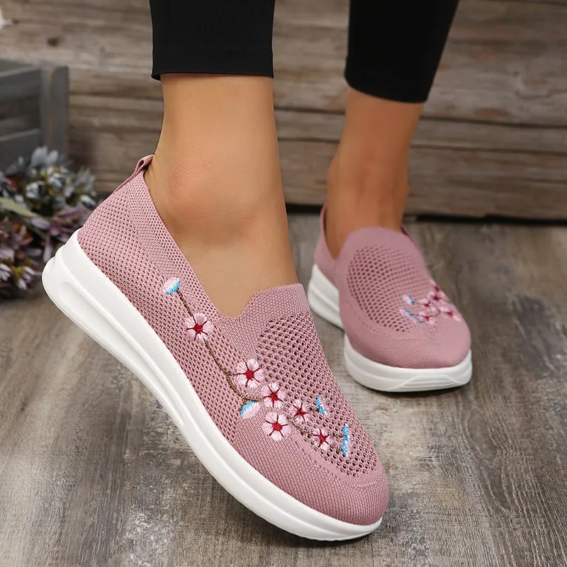 Loafers Women Flowers Embroidery Shoes Breathable Mesh Flats Loafers On Baltimore National Pike