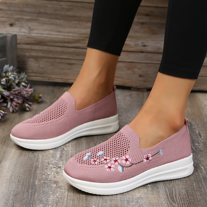 Cookie Cutter Loafers Loafers Women Flowers Embroidery Shoes Breathable Mesh Flats
