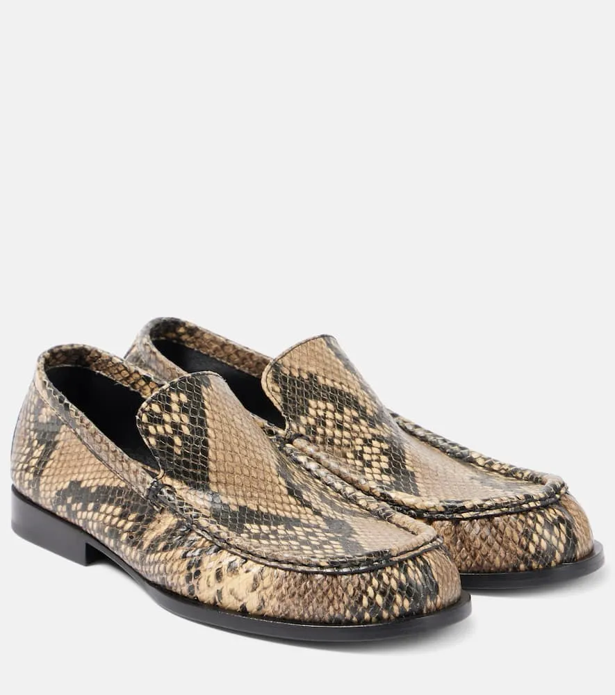 Dries Van Noten Snake-effect leather loafers Hey Dude Leather Loafers